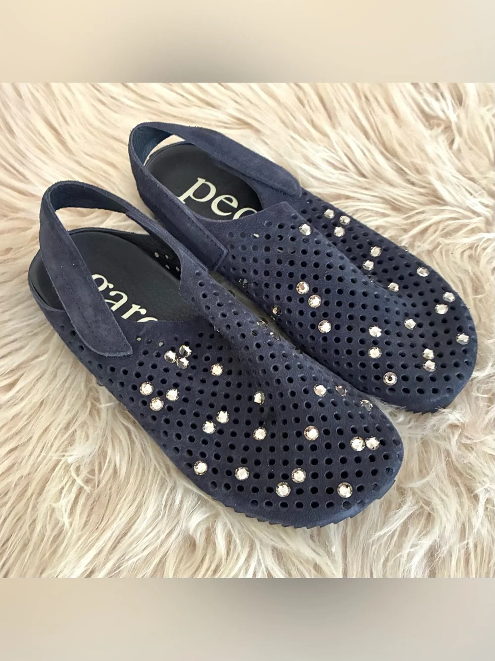 Pedro Garcia NWOT Bely Embellished Navy Slingbacks Sz 36.5, 6.5 US - Picture 1 of 9